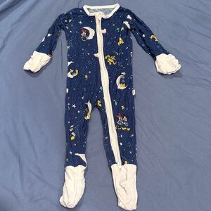 Blue Starry Night Mickey and Minnie Baby Onesie